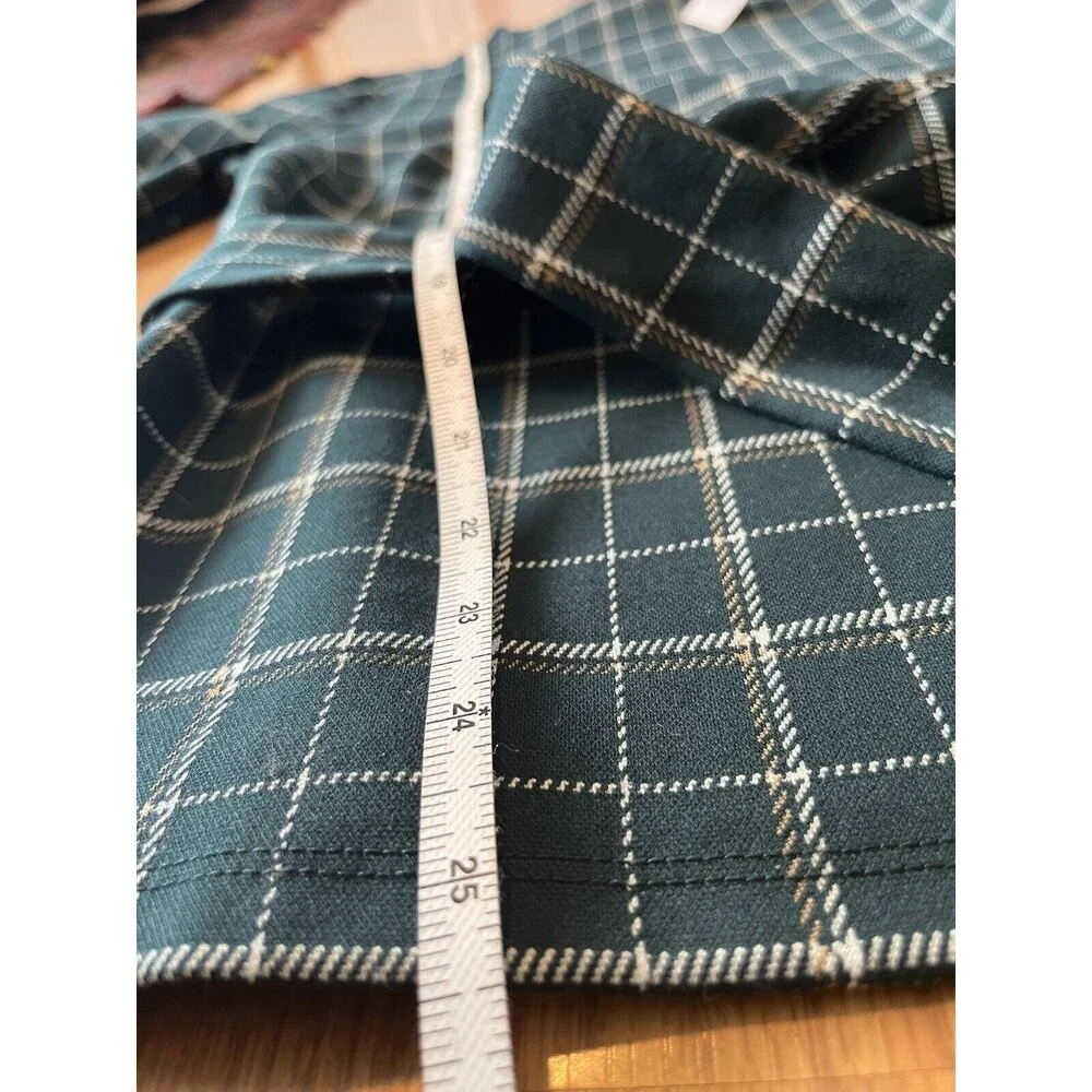 NWT Ann Taylor Factory Green Plaid Tie Front Blouse Size Small